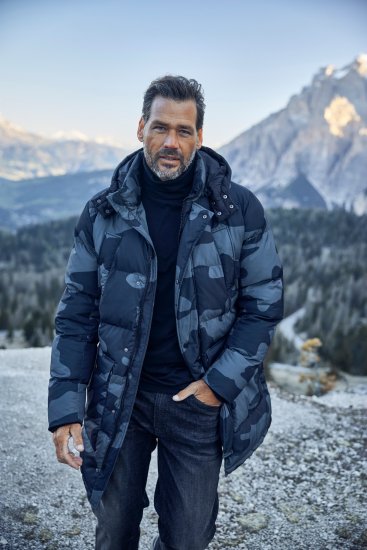 JP1880 Quilted Parka with Camouflage Drawstring Waist Black - Jakne - Muške Jakne Veliki Brojevi