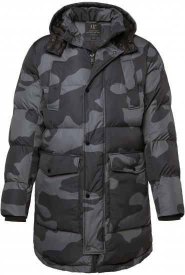 JP1880 Quilted Parka with Camouflage Drawstring Waist Black - Jakne - Muške Jakne Veliki Brojevi