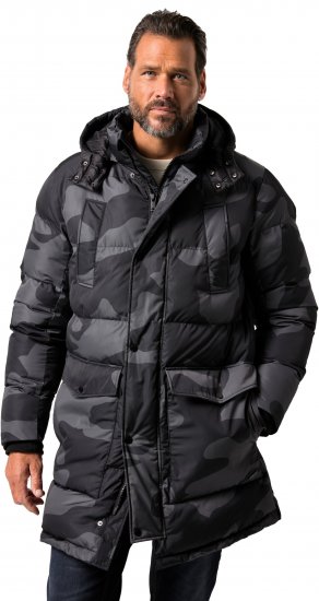 JP1880 Quilted Parka with Camouflage Drawstring Waist Black - Jakne - Muške Jakne Veliki Brojevi