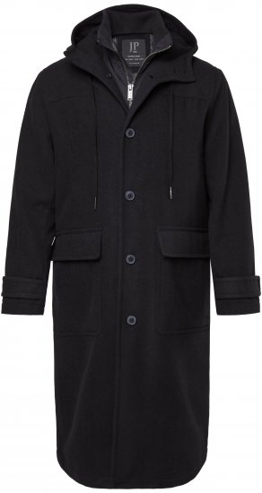 JP1880 Water-repellent Functional Coat with Wool Look Black - Jakne - Muške Jakne Veliki Brojevi