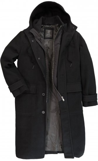 JP1880 Water-repellent Functional Coat with Wool Look Black - Jakne - Muške Jakne Veliki Brojevi