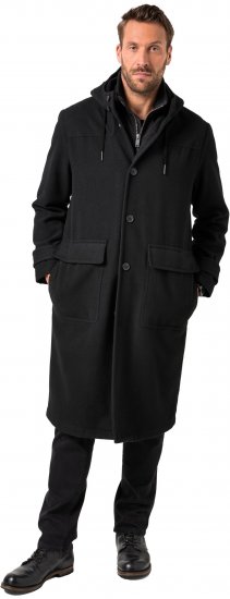 JP1880 Water-repellent Functional Coat with Wool Look Black - Jakne - Muške Jakne Veliki Brojevi