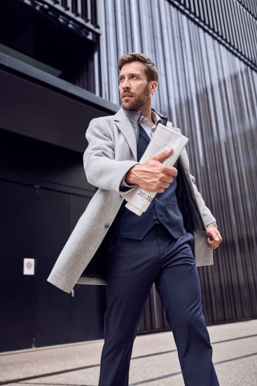 JP1880 Wool Blend Coat with Nylon Insert Grey - Jakne - Muške Jakne Veliki Brojevi