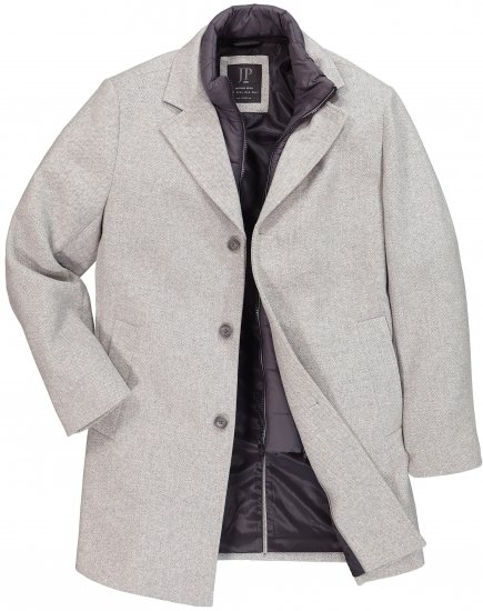 JP1880 Wool Blend Coat with Nylon Insert Grey - Jakne - Muške Jakne Veliki Brojevi