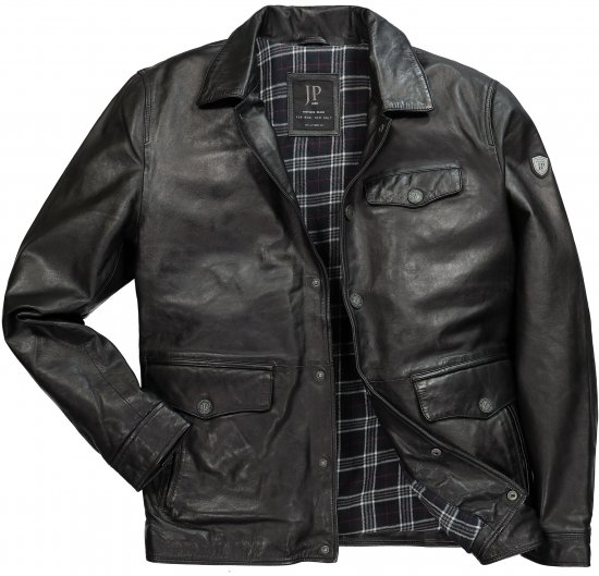 JP1880 Leather Jacket Finest Lamb Nappa Black - Jakne - Muške Jakne Veliki Brojevi