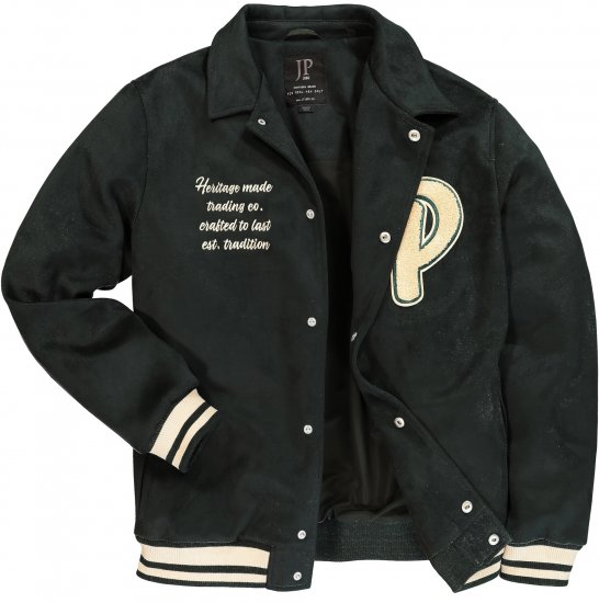 JP1880 Blouson Velour with Chest Embroidery Dark Green - Jakne - Muške Jakne Veliki Brojevi