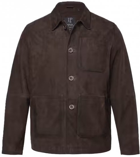 JP1880 Leather Jacket Goat Suede Shirt Collar Dark Brown - Jakne - Muške Jakne Veliki Brojevi