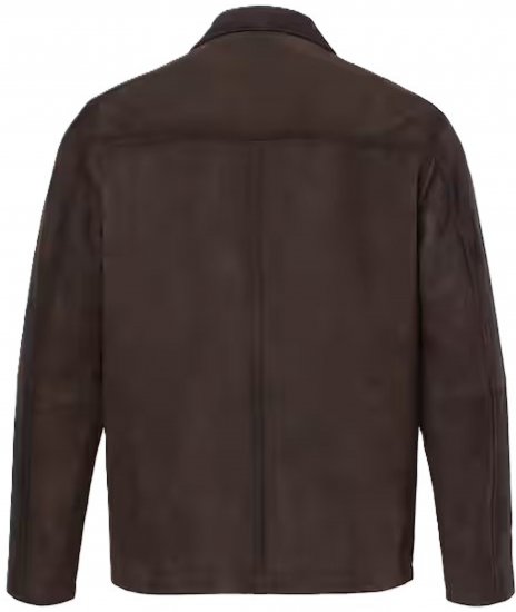 JP1880 Leather Jacket Goat Suede Shirt Collar Dark Brown - Jakne - Muške Jakne Veliki Brojevi