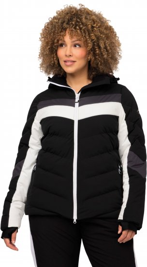 Ulla Popken HYPRAR Chevron Stripe Triple Function Quilted Fully Lined Ski Jacket Black - Jakne - 