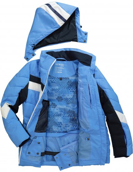 Ulla Popken HYPRAR Chevron Stripe Triple Function Quilted Fully Lined Ski Jacket Pastel Petrol - Jakne - 