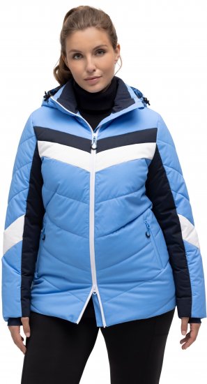 Ulla Popken HYPRAR Chevron Stripe Triple Function Quilted Fully Lined Ski Jacket Pastel Petrol - Jakne - 