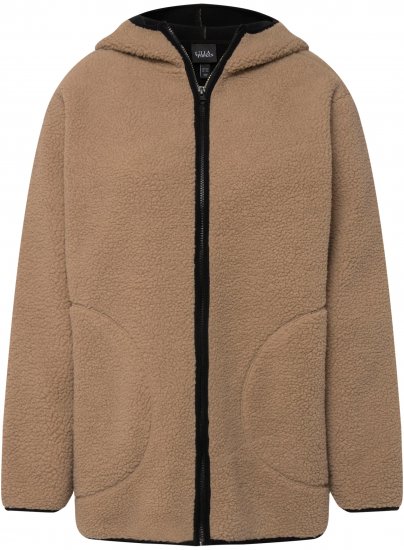 Ulla Popken Long Sleeve Hooded Teddy Jacket Putty - Jakne - 