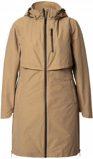 Ulla Popken Hooded with Zippered Pockets and Zippered Side Slits Jacket Mocha - Jakne - 