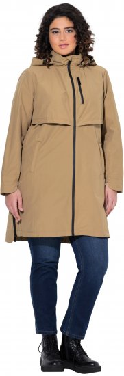 Ulla Popken Hooded with Zippered Pockets and Zippered Side Slits Jacket Mocha - Jakne - 