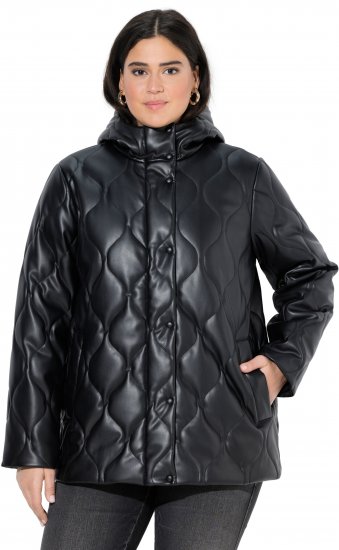 Ulla Popken Faux Leather Quilted Jacket Black - Jakne - 
