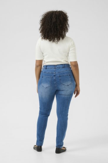 Kaffe Curve Laurina Traperice Washed/Destroyed Blue Denim - Traperice & Hlače u Velikim Veličinama – Plus Size - 