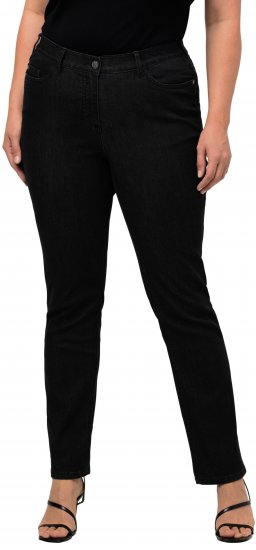 Ulla Popken Sammy Fit Slim Leg Stretch Jeans Black - Traperice & Hlače u Velikim Veličinama – Plus Size - 