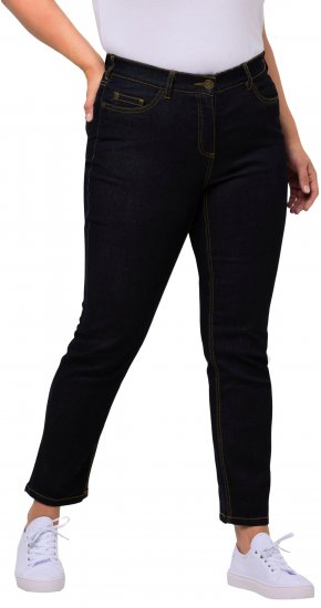 Ulla Popken Sammy Fit Slim Leg Stretch Jeans Dark Blue Denim - Traperice & Hlače u Velikim Veličinama – Plus Size - 