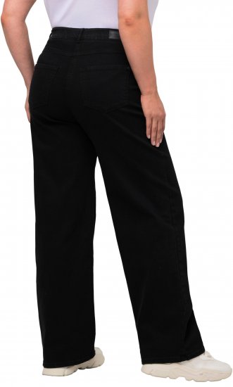 Ulla Popken Mary Fit Wide Leg Stretch Jeans Black - Traperice & Hlače u Velikim Veličinama – Plus Size - 