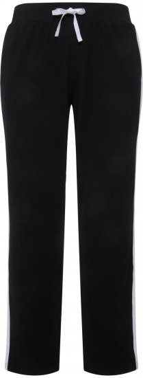 Ulla Popken Side Stripe Adjustable Drawstring Waist Joggers Black - Traperice & Hlače u Velikim Veličinama – Plus Size - 