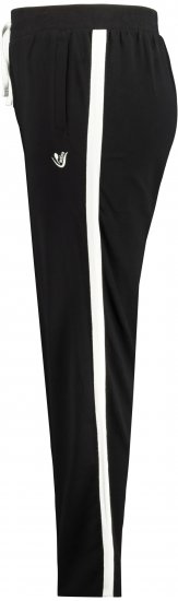 Ulla Popken Side Stripe Adjustable Drawstring Waist Joggers Black - Traperice & Hlače u Velikim Veličinama – Plus Size - 