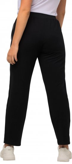 Ulla Popken Side Stripe Adjustable Drawstring Waist Joggers Black - Traperice & Hlače u Velikim Veličinama – Plus Size - 