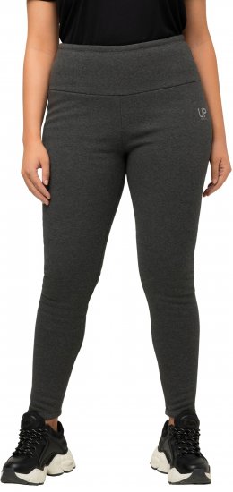 Ulla Popken Faux Fur Lined Stretch Leggings Charcoal - Traperice & Hlače u Velikim Veličinama – Plus Size - 