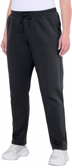 Ulla Popken Basic Drawstring Elastic Waist Cotton Blend Joggers Black - Traperice & Hlače u Velikim Veličinama – Plus Size - 