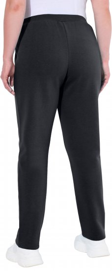 Ulla Popken Basic Drawstring Elastic Waist Cotton Blend Joggers Black - Traperice & Hlače u Velikim Veličinama – Plus Size - 