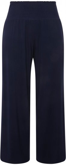 Ulla Popken Wide Leg Smocked Waist Knit Pants Night Blue - Traperice & Hlače u Velikim Veličinama – Plus Size - 
