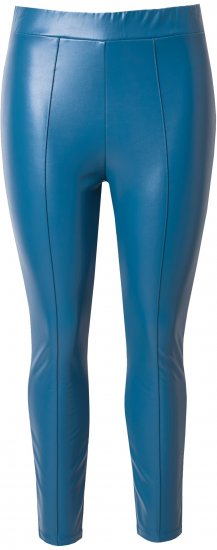 Ulla Popken Metallic Faux Leather Leggings Teal - Traperice & Hlače u Velikim Veličinama – Plus Size - 