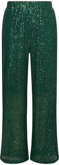 Ulla Popken Wide Leg Sequined Pants Dark Green - Traperice & Hlače u Velikim Veličinama – Plus Size - 