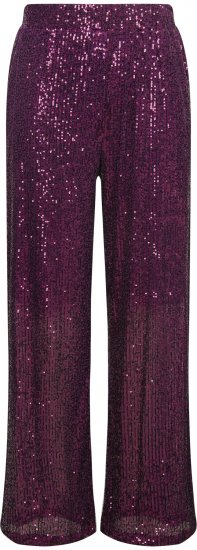 Ulla Popken Wide Leg Sequined Pants Mulberry - Traperice & Hlače u Velikim Veličinama – Plus Size - 