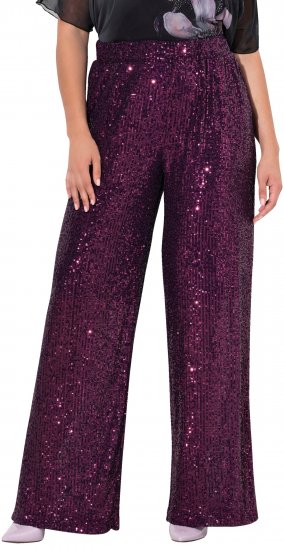 Ulla Popken Wide Leg Sequined Pants Mulberry - Traperice & Hlače u Velikim Veličinama – Plus Size - 
