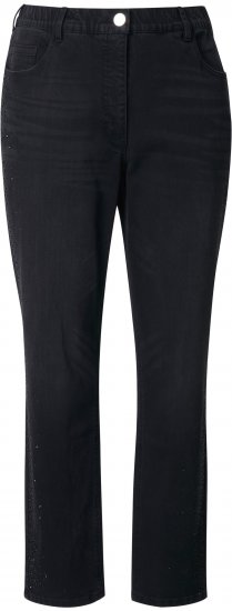 Ulla Popken Rhinestone Detail Stretch Fit Jeans Black - Traperice & Hlače u Velikim Veličinama – Plus Size - 