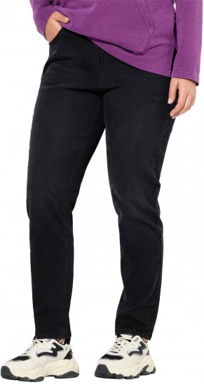 Ulla Popken Rhinestone Detail Stretch Fit Jeans Black - Traperice & Hlače u Velikim Veličinama – Plus Size - 