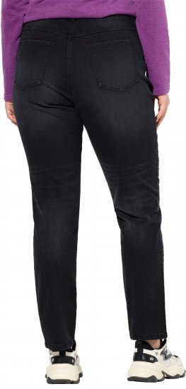 Ulla Popken Rhinestone Detail Stretch Fit Jeans Black - Traperice & Hlače u Velikim Veličinama – Plus Size - 