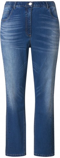 Ulla Popken Rhinestone Detail Stretch Fit Jeans Denim Blue - Traperice & Hlače u Velikim Veličinama – Plus Size - 