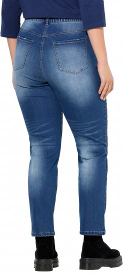 Ulla Popken Rhinestone Detail Stretch Fit Jeans Denim Blue - Traperice & Hlače u Velikim Veličinama – Plus Size - 