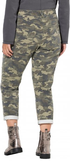 Ulla Popken Camo Boyfriend Pants Olive Grey - Traperice & Hlače u Velikim Veličinama – Plus Size - 