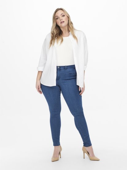 Only Carmakoma Thunder Life Skinny Fit Jeans Blue Denim - Traperice & Hlače u Velikim Veličinama – Plus Size - 
