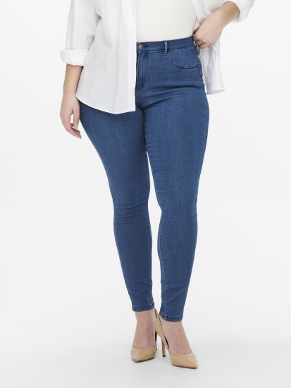Only Carmakoma Thunder Life Skinny Fit Jeans Blue Denim - Traperice & Hlače u Velikim Veličinama – Plus Size - 