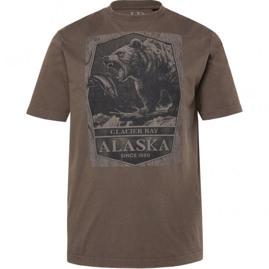 JP1880 T-Shirt Short Sleeve Alaska Dark Brown - Majice Kratkih Rukava - Muške Majice Kratkih Rukava Veliki Brojevi 