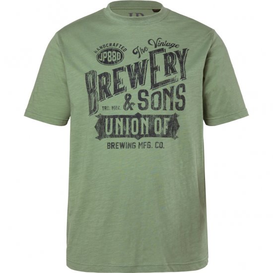 JP1880 T-Shirt Short Sleeve Chest Print Eucalyptus Green - Majice Kratkih Rukava - Muške Majice Kratkih Rukava Veliki Brojevi 