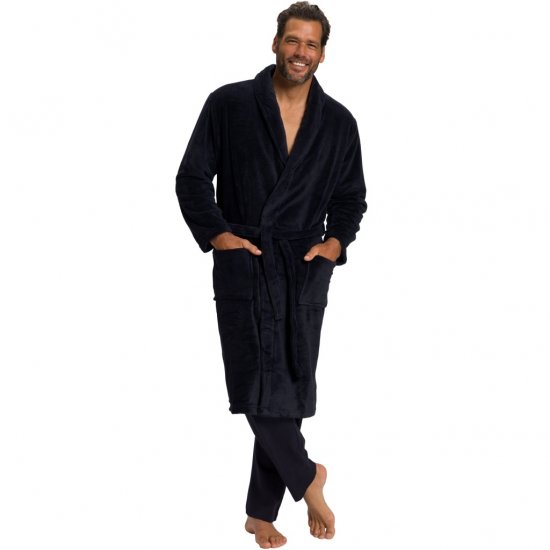 JP1880 Bathrobe with Spacious Patch Pockets Dark Navy - Donje rublje & kupaće hlače - muške donje rublje veliki brojevi