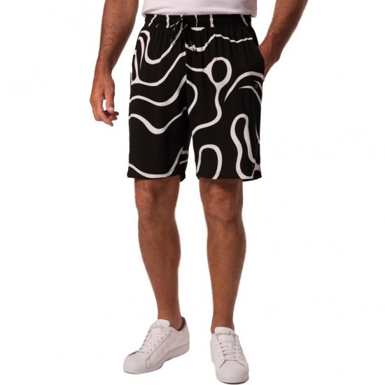 JP1880 Bermuda Shorts Soft Viscose All-over Print Black - Kratke hlače - Muške Kratke Hlače Veliki Brojevi 