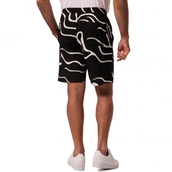 JP1880 Bermuda Shorts Soft Viscose All-over Print Black - Kratke hlače - Muške Kratke Hlače Veliki Brojevi 