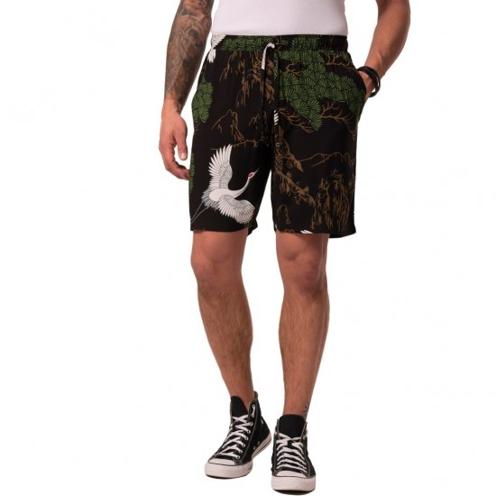 JP1880 Bermuda Shorts All-over Print Black - Kratke hlače - Muške Kratke Hlače Veliki Brojevi 