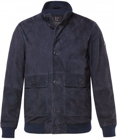 JP1880 Soft Goatskin Suede Leather Jacket Navy - Kožne jakne - Kožne jakne u velikim veličinama