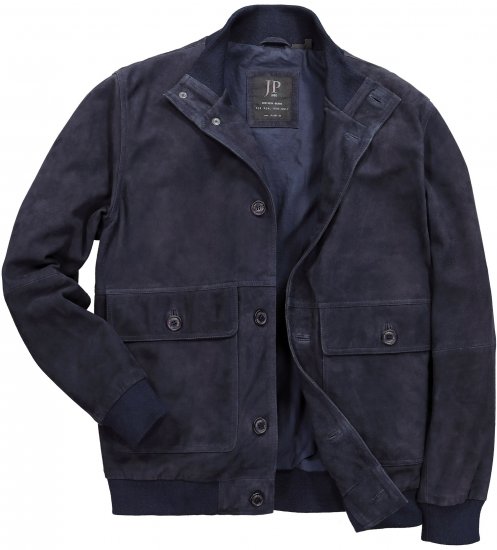 JP1880 Soft Goatskin Suede Leather Jacket Navy - Kožne jakne - Kožne jakne u velikim veličinama
